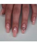 Brishow pink nails to stick with heart artificial nails french short press on nails ballerina acrylic wrong nails 24 pieces for women and girls - Buy Online on SooperMarket.com