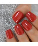 24pcs UV Shiny Red Square Fake Nails Kit - Short False Nail Tips for Office & Home Wear - Buy Online on SooperMarket.com