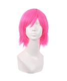 MapofBeauty Neon Pink Short Straight Fiber Wig - 12 Inch Side Bangs Cosplay Wig for Stunning Looks - Buy Online on SooperMarket.com