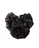 Women Hair Bun Cover Net Snood Hairnet Bowknot Decor Satin Bow Barrette French Hair Clip Bow Ribbon Flower Hair Accessories For Stewardess Banks Hotels Restaurant Staff (Black) - Buy Online on SooperMarket.com