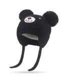 Cute Bear Kids Winter Hat with Ear Flaps | Chenille Knitted Warm Hat for Baby Girls Boys | Fleece Lined Earflap Cap | Toddler Cold Weather Beanie - Buy Online on SooperMarket.com