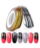 JIAHAO 2Pcs Gold/Silver Rolls Striping Tape Line Nail Art Decoration Sticker - Nail Art Tips for Perfect Manicure - Buy Online on SooperMarket.com