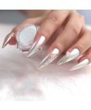 PrettyDiva Aurora Chrome Nail Powder - White Pearl with Multi Color Shifting Metallic Powders for Magic Moonlight Effect on Nails - Buy Online on SooperMarket.com