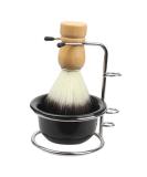 Beavorty Shaving Foam Bowl & Badger Brush Set - Essential Men's Grooming Kit for Travel | Black 12x8.5cm - Buy Online on SooperMarket.com