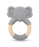Elephant Baby Teething Toy - Natural Wooden Ring, Food-Grade Silicone, 12+ Months - Buy Online on SooperMarket.com