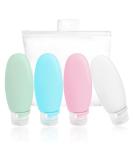 VFANDV Silicone Travel Bottles Set - 4 Leak-Proof 90ml Containers for Cosmetics & Liquids | Refillable Travel Accessories - Buy Online on SooperMarket.com