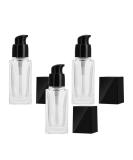 minkissy 3pcs Empty Glass Pump Bottles Square Cosmetic Bottles Refillable Makeup Dispensers for Foundation Lotion Cream 30ml (Black Cap) - Buy Online on SooperMarket.com