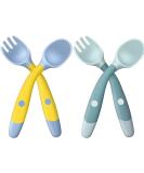 Clyhon Babylenp ffel 2 set baby feeding spoon learning spoon BPA-free soft perfect self-flexible learning spoon Feeding training spoon for babies 6 Months and Older (green yellow) - Buy Online on SooperMarket.com