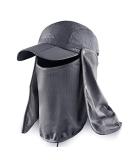 ELLEWIN Fishing Hat Sun Cap UPF 50+ Outdoor Hiking Hat with Removable Mesh Face Neck Flap Cover Windproof Strap Grey - Buy Online on SooperMarket.com