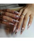 Justotry 24 pieces stiletto nails for sticky nude French artificial nails Bamboo Mandel Art Nail Press on Nails Pretty fingernails fingers fake nails for women Bamboo & Stiletto1 - Buy Online on SooperMarket.com