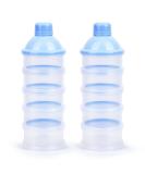 Vicloon Baby Milk Powder Dispenser - 2pcs Portable 5 Layers, 100ml per Layer, Stackable Pots, Blue - Buy Online on SooperMarket.com
