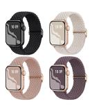 Braided Stretchy Solo Loop Compatible for Apple Watch Band 38mm 40mm 41mm 42mm 44mm 45mm 49mm for Women Men Nylon Elastic Straps Wristbands for iWatch Series 8 7 6 SE 5 4 3 2 1 Ultra 4Packs Black/Starlight/Nude Pink/Smoke Violet 38/40/41mm - Buy Online on SooperMarket.com