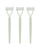 Eyelash Comb & Curler Set - 3 Pcs Metal Teeth Mascara Applicator & Eyebrow Brush - Perfect Eye Lash Tool in Light Green - Buy Online on SooperMarket.com