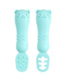 Vicloon Baby Fork and Spoon Set - Silicone Weaning Spoon Kit for Self Feeding - Easy Grip Toddler Cutlery in Light Blue - Buy Online on SooperMarket.com