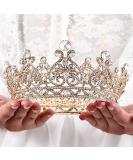 Baroque Queen Crown: Gold Rhinestone Wedding Tiara for Women and Girls - Buy Online on SooperMarket.com