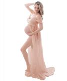 FEOYA Maxi Maternity Dress - Orange Chiffon Lace Strapless Gown for Pregnancy Photography - Buy Online on SooperMarket.com