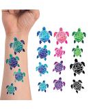 WIRESTER Temporary Tattoo Stickers - Set of 12 Sea Turtle Designs for Kids & Adults - Face, Hand, Neck, Wrist - Party Favor Body Art - 6 x 7.87 inch Tattoo Sheet (Blue, Pink, Purple, Green, Black) - Buy Online on SooperMarket.com