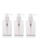 3PCS 100ML Refillable Squared Pump Bottles-Plastic Cosmetic Makeup Lotion Storage Container Bath Shower Shampoo Soap Hair-Conditioner Facial Cleanser Jar Pot (Clear) - Buy Online on SooperMarket.com