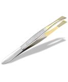 Zupuckinzette tweezers from Solingen Made in Germany Eybrow tweezers for facial care for plucking eyebrows whiskers or small hairs for women and men (slanted / gilded) oblique / gold -plated - Buy Online on SooperMarket.com
