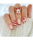 Vatocu Christmas False Nails - Short Red Press on Nails with Snowflakes, Elk, Snowman Design (24pcs) - Acrylic Stick on Nails for Women and Girls - Buy Online on SooperMarket.com