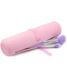 BEAKEY Travel Silicone Makeup Brush Bag 12 Pcs Set | Premium Synthetic Foundation & Eyeshadow Brushes | Portable Organizer Holder in Purple & Pink - Buy Online on SooperMarket.com