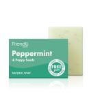 Friendly Soap - Natural Peppermint & PoppySeed Soap Refreshing & Uplifting Handmade with Shea Butter & Coconut Oil No Sulfates & Palm Oil Vegan Eco-Friendly Recyclable Packaging 95g Bar Peppermint 95 g (Pack of 1) - Buy Online on SooperMarket.com