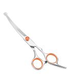 Dog Grooming Scissors 7.3" Pet Grooming Scissors with Safety Round Tip Stainless Steel Grooming Shears for Dog Cat 1 Piece-curved Scissors - Buy Online on SooperMarket.com
