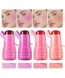 4 Colors Cooling Water Jelly Tint/Blush | Multi-Use Cheek & Lip Gloss | Long-Lasting Vivid Color - Chill (Poppy Pink Coral Berry Red - Buy Online on SooperMarket.com