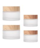 Buy Tuakimce White Matted Glass Cream Can - 20ml/30ml Clear Hip Empty Container with Lid & Liner | 4 Piece Set with Yellow Wooden Grain Cover - Ideal for International Shipping - Buy Online on SooperMarket.com