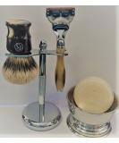 Shop 5 Piece Men's Shaving Gift Set | Fusion Razor Silvertip Badger Brush Bowl & Soap - Perfect for Gifting - Buy Online on SooperMarket.com