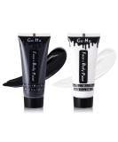 Go Ho Black and White Cream Face Body Paint (4 oz) - Water Based White Zombie Skeleton Clown Face Painting for Adults & Children - SFX Cosplay Makeup for Halloween, Day of the Dead & Festivals - Buy Online on SooperMarket.com