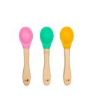 Wild & Stone Bamboo Baby Weaning Spoon Set - Silicone Soft Infant Spoons - Flexible Pink, Green & Yellow - BPA-Free - Buy Online on SooperMarket.com
