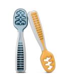 NumNum Baby Spoons Set Pre-Spoon GOOtensils for Kids Aged 6+ Months - First Stage Baby Led Weaning (BLW) Teething Spoon - Self Feeding Silicone Toddler Food Utensils - 2 Spoons Blue/Orange - Buy Online on SooperMarket.com