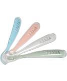 B ABA - Baby Spoons - Silicone weaning spoon - Set of 4 - 1st stage - Multicolor Pink Blue Gray Eucalyptus - Buy Online on SooperMarket.com