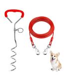 Mithui ju Dog Tie Out Cable and Stake Pet Traction Rop Heavy Duty Stake-Out Dog Spike Spiral Pet Ground Anchor Spike in Ground for Outdoor Camping Yard and Garden Small Medium Pets (16FT/5M Red) 16FT/5M Red - Buy Online on SooperMarket.com