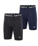 DEVOROPA Youth Boys' Compression Shorts 2-Pack, Black/Navy, Large | Performance Athletic Base Layers with Side Pockets - Training Underwear - Buy Online on SooperMarket.com