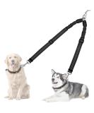 NASJAC double dog leash no tangling 360 rotatable splinter double linen for two dogs adjustable shock-damping bungee-reflecting leash for dogs small medium and large running training medium & gt 9 kg black - Buy Online on SooperMarket.com