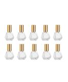 ConStore 10 PCS Mini Portable Polygonal Clear Glass Roller Bottle,8ml/0.27oz DIY Travel Essential Oil Roll On Bottle with Stainless Steel Ball Gold Cap - Buy Online on SooperMarket.com
