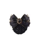 Lace Ribbon Bowknot Rhinestone Hair Clip Barrette Snood Net Bun Cover - Black - Buy Online on SooperMarket.com