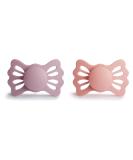 Frigg Lucky Silicone Pacifier 2 Pack | BPA-Free | Made in Denmark | Size 2 (6-18 Months) | Pretty in Peach/Primrose - Buy Online on SooperMarket.com