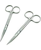 Krisp Beauty Stainless Steel Scissors Set - 2 PCS Nail & Cuticle / Manicure Scissors Kit - Straight & Curved Blades for Beard Mustache Nose Hair Ear Hair Eyebrow & Eyelash Cutting - Buy Online on SooperMarket.com