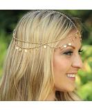 Aukmla Gold Sequins Head Chain Jewelry Festival Halloween Prom Costume Hair Accessories Fashion Headbands Headpieces for Women and Girls - Buy Online on SooperMarket.com