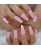 Shiny Holographic Pink Almond Press-On Nails | Long Reflective Ballerina Coffin Tips - L5672 - Buy Online on SooperMarket.com