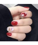 Brishow Christmas Snow Elk Press on False Nails - Red Short Square Fake Nails for Women & Girls (24pcs) - Buy Online on SooperMarket.com