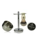 Premium 4 in 1 Shaving Brush Kit for Men - Vegan Brush Sandalwood Soap Stainless Steel Bowl & Stand | Perfect Gift (Ivory White - Buy Online on SooperMarket.com