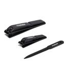 FIXBODY Black Stainless Steel Nail Clipper Set with Nail File - Sharp Fingernail & Toenail Clippers in Leather Case - Perfect Gift for Men and Women (Set of 3) - Buy Online on SooperMarket.com