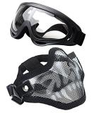 Airsoft Half Lower Face Mask and Goggles Set - Steel Metal Mesh for BB Gun/CS Game/Paintball - Anti-UV Tactical Military Eyewear for Men Women Kids - Buy Online on SooperMarket.com