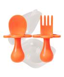 Grabease Baby and Toddler Self-Feeding Utensils Spoon and Fork Set for Baby-Led Weaning Made of Non-Toxic Plastic Featuring Protective Barriers to Prevent Choking and Gagging Orange - Buy Online on SooperMarket.com