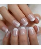 CoolNail Short White French Press on Fake Nails Tips Natural Beige Pink 24pcs Round Head Full Cover faux ongles for Home Office Wear L5624 - Buy Online on SooperMarket.com