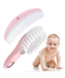 LNQ LUNIQI Baby Brush and Comb Set Soft Bristle Baby Brush Massage Scalp Brush for Newborn Cradle Cap Scalp Cleaning Care (Pink) - Buy Online on SooperMarket.com